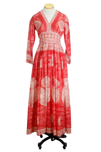 70s Avalon Red Paisley Boho Maxi Dress     w29