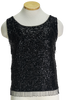 70s Black Sequin Knit Sleeveless Top      M