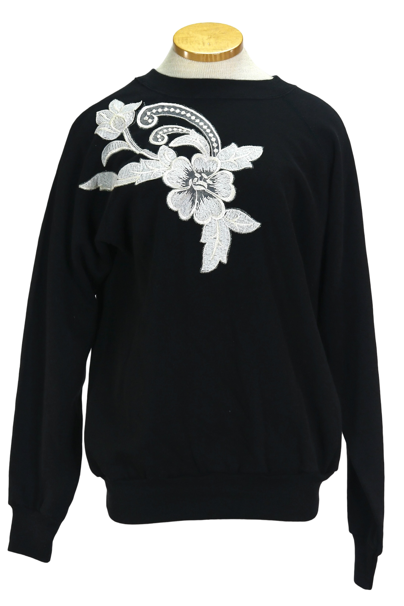 90s Pannill Blk/Wht Floral Sweatshirt     S