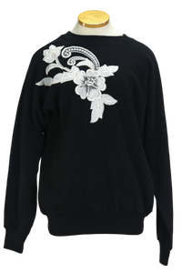 90s Pannill Blk/Wht Floral Sweatshirt     S