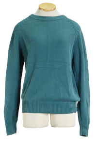 80s Teal Sailboat Knit Sweater      S