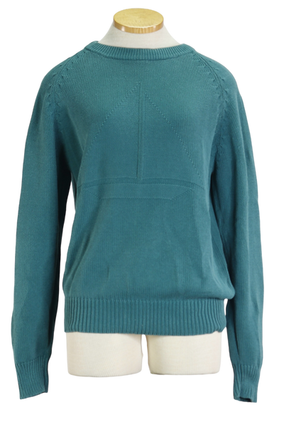 80s Teal Sailboat Knit Sweater      S