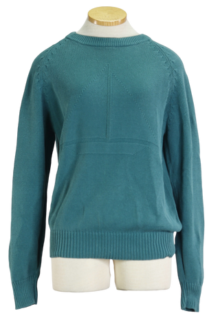 80s Teal Sailboat Knit Sweater      S