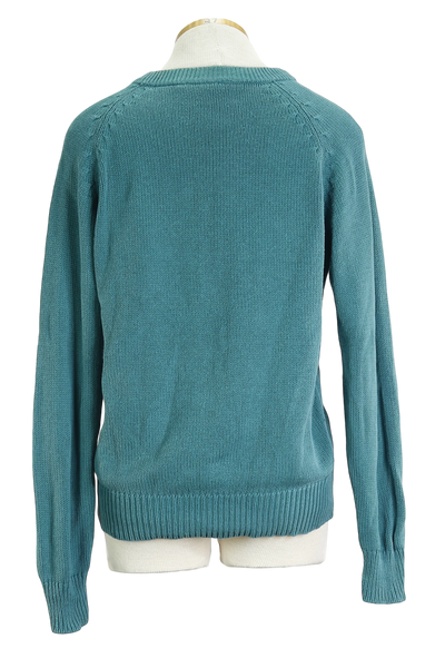 80s Teal Sailboat Knit Sweater      S