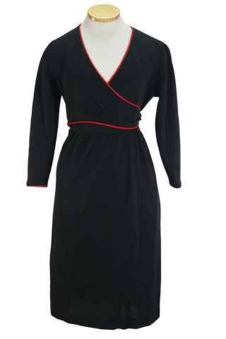 80s Blk/Red Wrap Dress        M