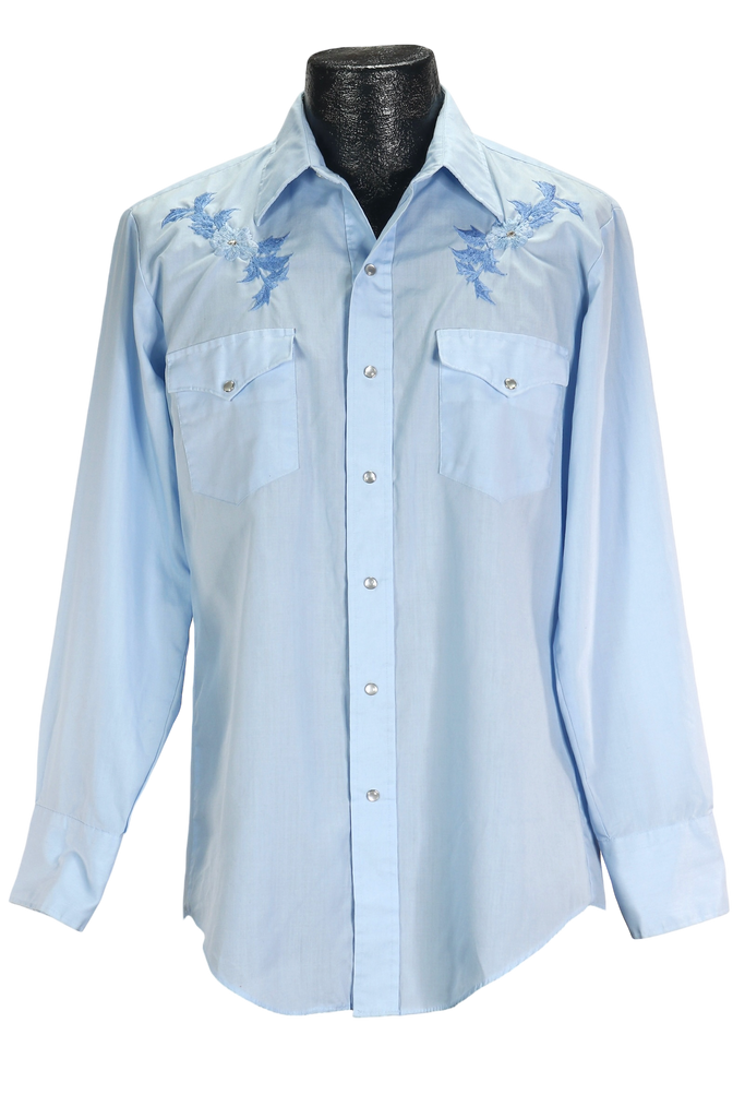 90s Chute #1 Blue Embroidered Western  Shirt  XL