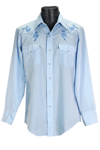 90s Chute #1 Blue Embroidered Western  Shirt  XL