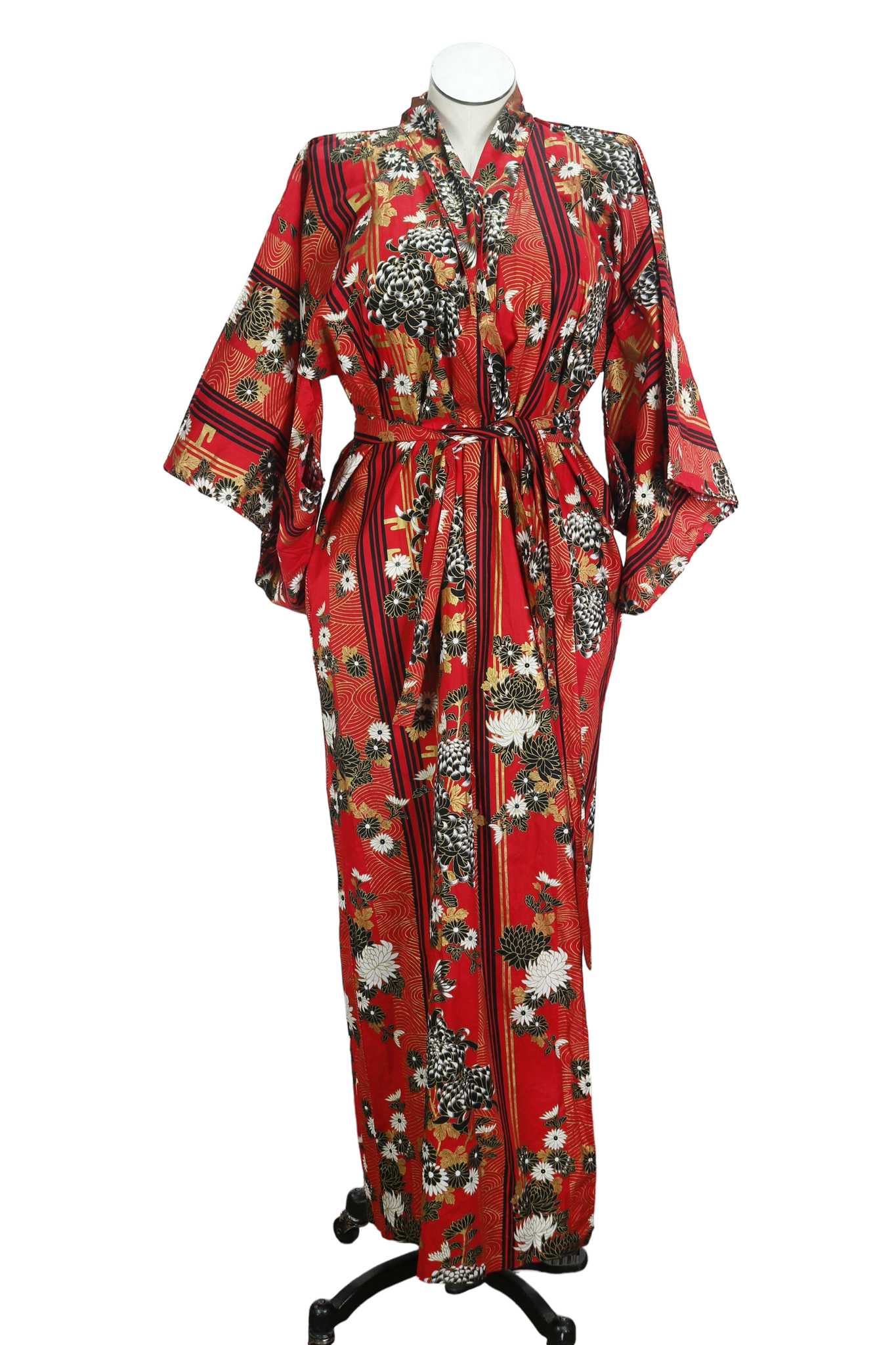 80s Japanese Red Printed Robe      w51