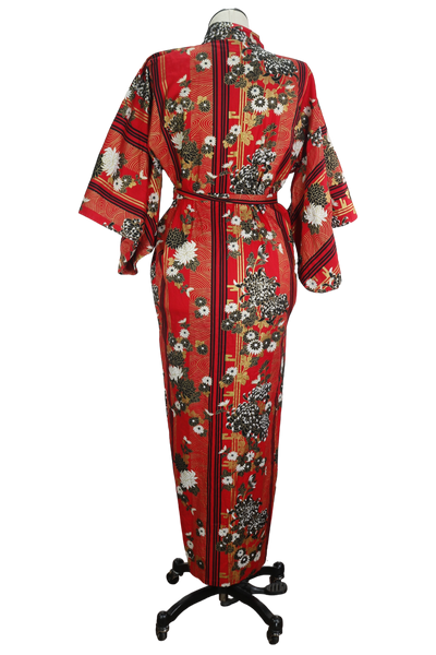 80s Japanese Red Printed Robe      w51