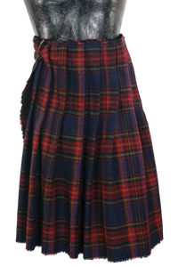 80s Scottish Tartan Wrap Kilt with Pin