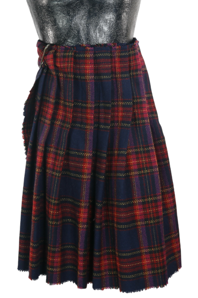 80s Scottish Tartan Wrap Kilt with Pin