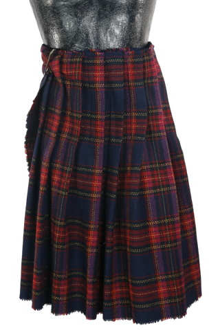 80s Scottish Tartan Wrap Kilt with Pin