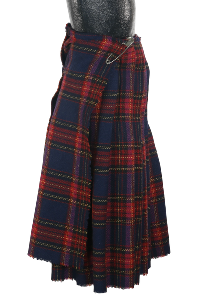 80s Scottish Tartan Wrap Kilt with Pin