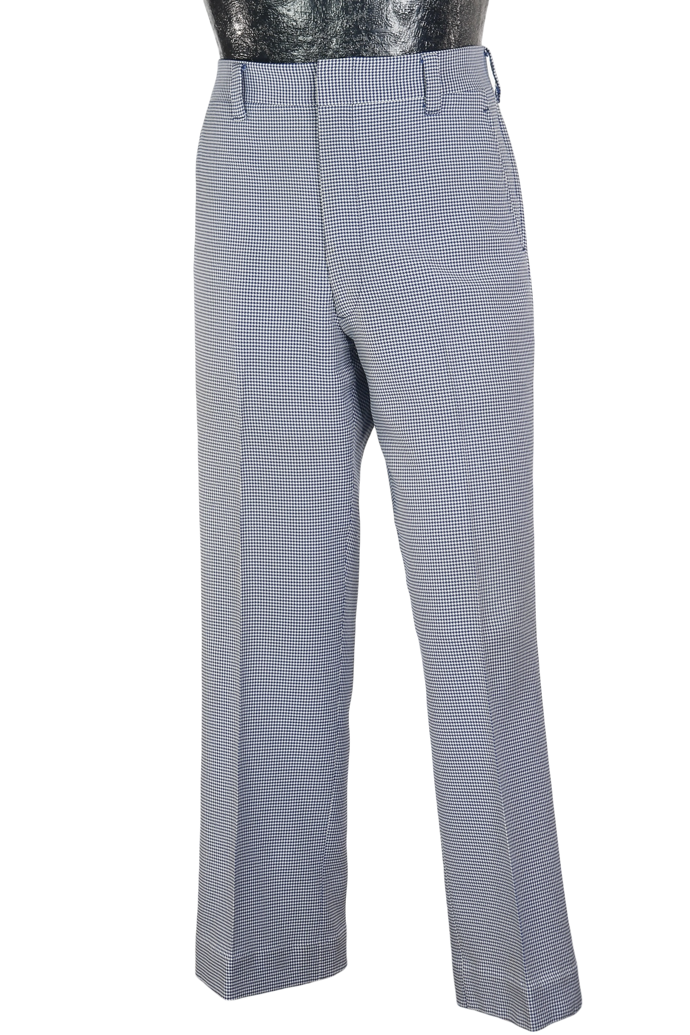 70s Cricketeer Blue/Wht Houndstooth Pants      w35