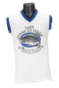 80s Wht/Blue Lake Pomme Fish Tee   S