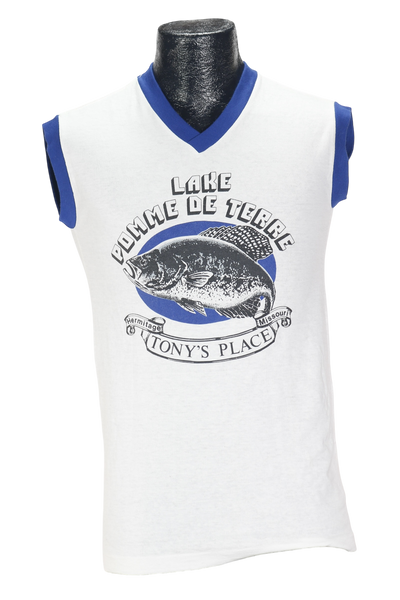 80s Wht/Blue Lake Pomme Fish Tee   S