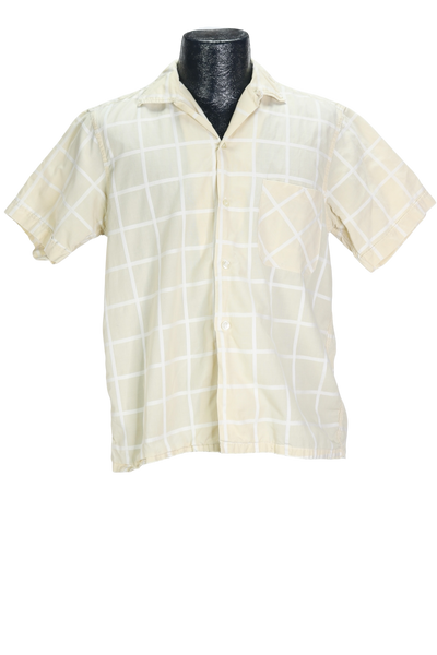 60s Sovereign Pale Yellow Grid Shirt      M