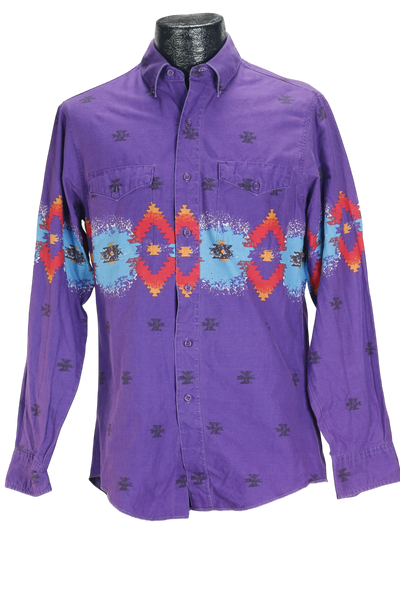 80s Wrangler Purple Aztec Shirt     S