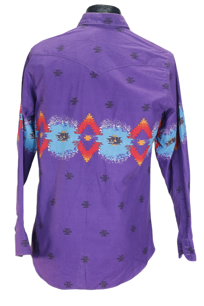 80s Wrangler Purple Aztec Shirt     S