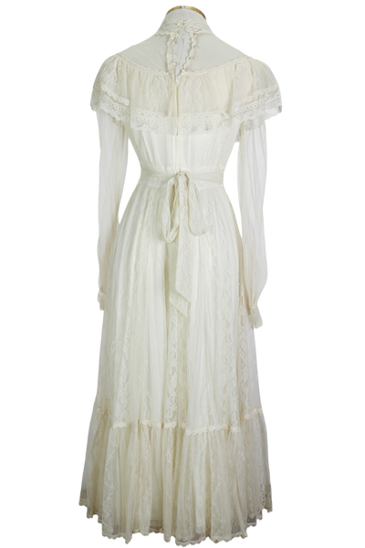 70s Gunne Sax Cream Lace Dress   w28