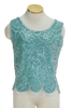 60s Aqua Sequin Wool Tank Top     M