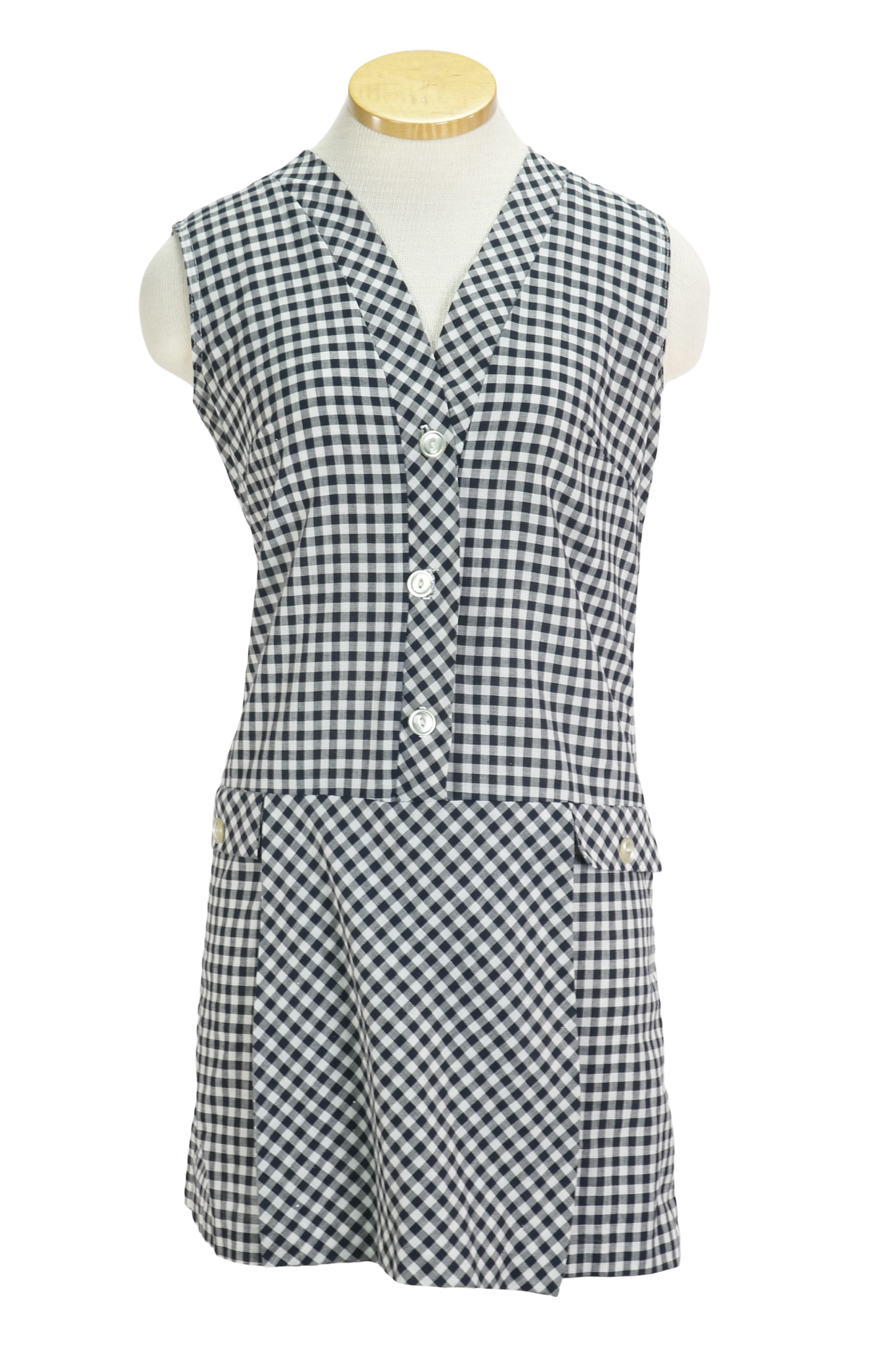 70s Gingham Blk/Wht Playsuit      S