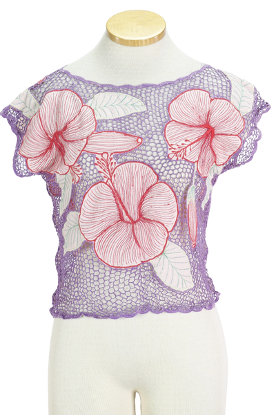 80s Hibiscus Net Top       S/M