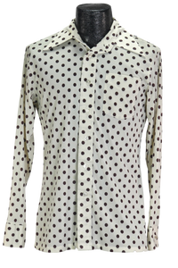 70s Career Club Whte/Brown Polka Disco Shirt       M