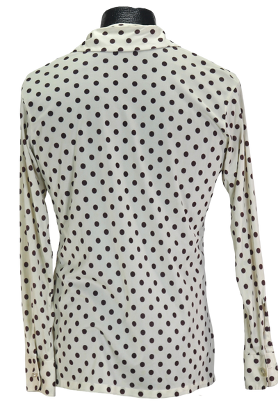 70s Career Club Whte/Brown Polka Disco Shirt       M