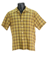 60s JCP Loop Collar Mustard Plaid Shirt         M