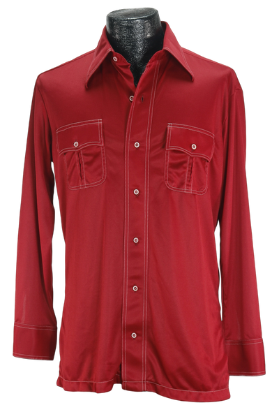 70s Van Cort Red Disco Shirt    M