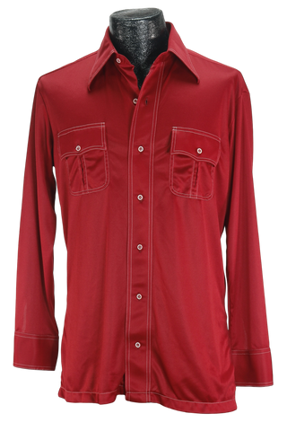 70s Van Cort Red Disco Shirt    M