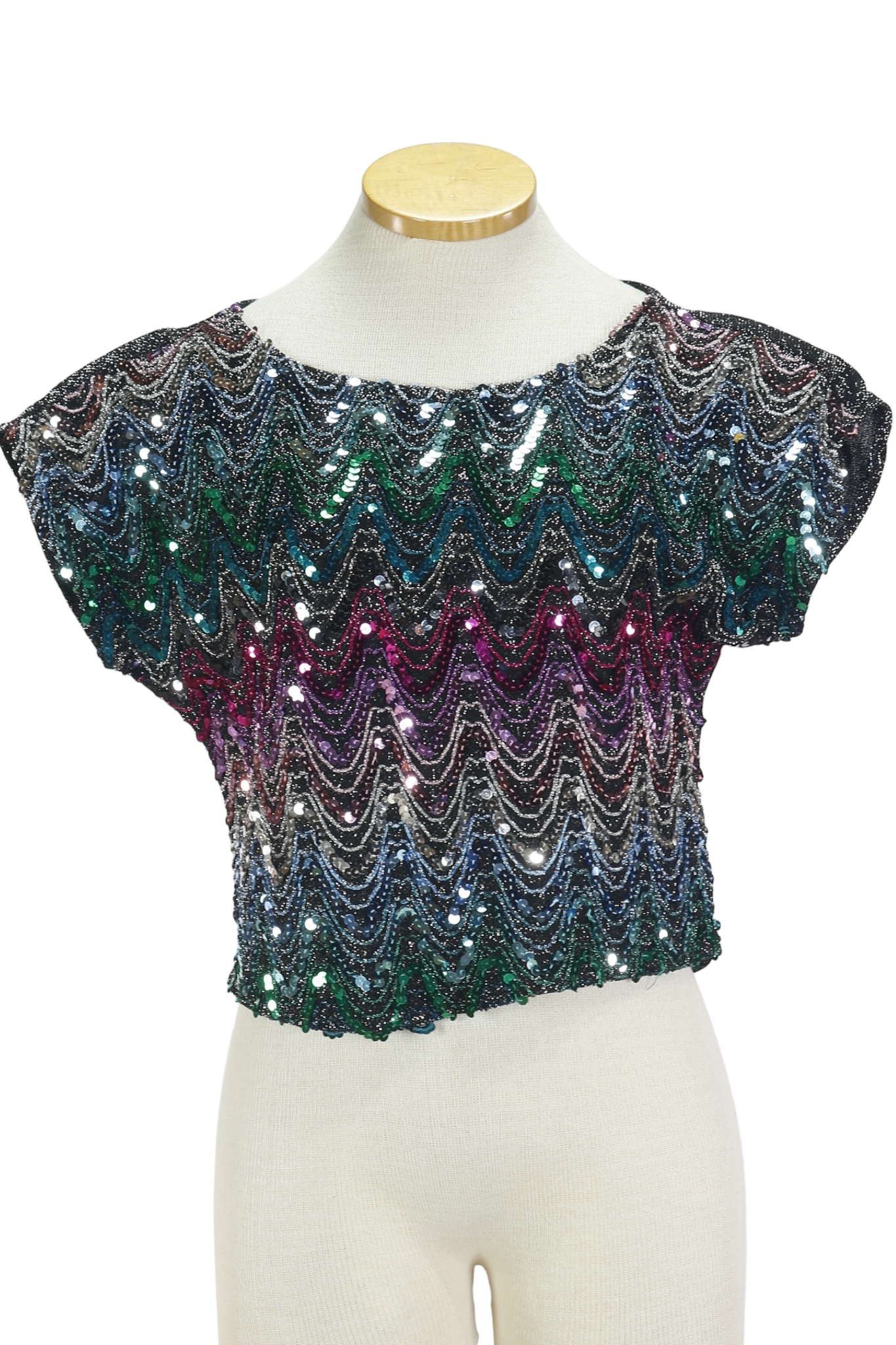 80s RIO Multi-Colored Sequin Top       M