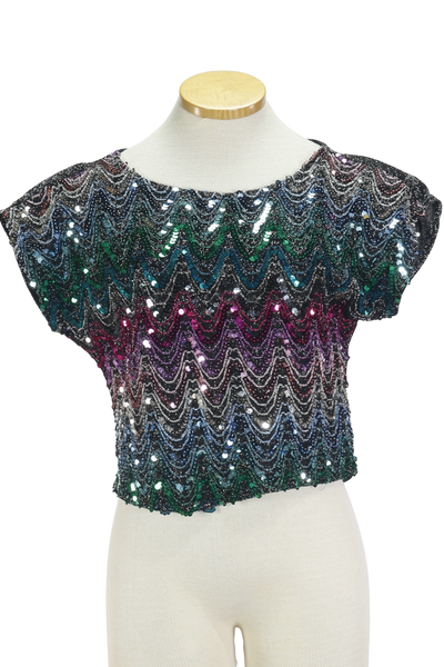 80s RIO Multi-Colored Sequin Top       M