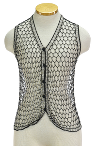 Y2K Silver/Blk Beaded Net Top       M