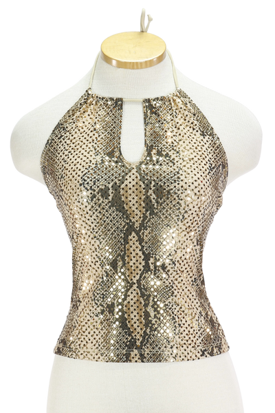 Y2K Formula X Snakeskin Sparkle Halter Top          S