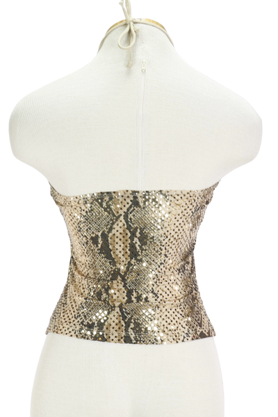 Y2K Formula X Snakeskin Sparkle Halter Top          S