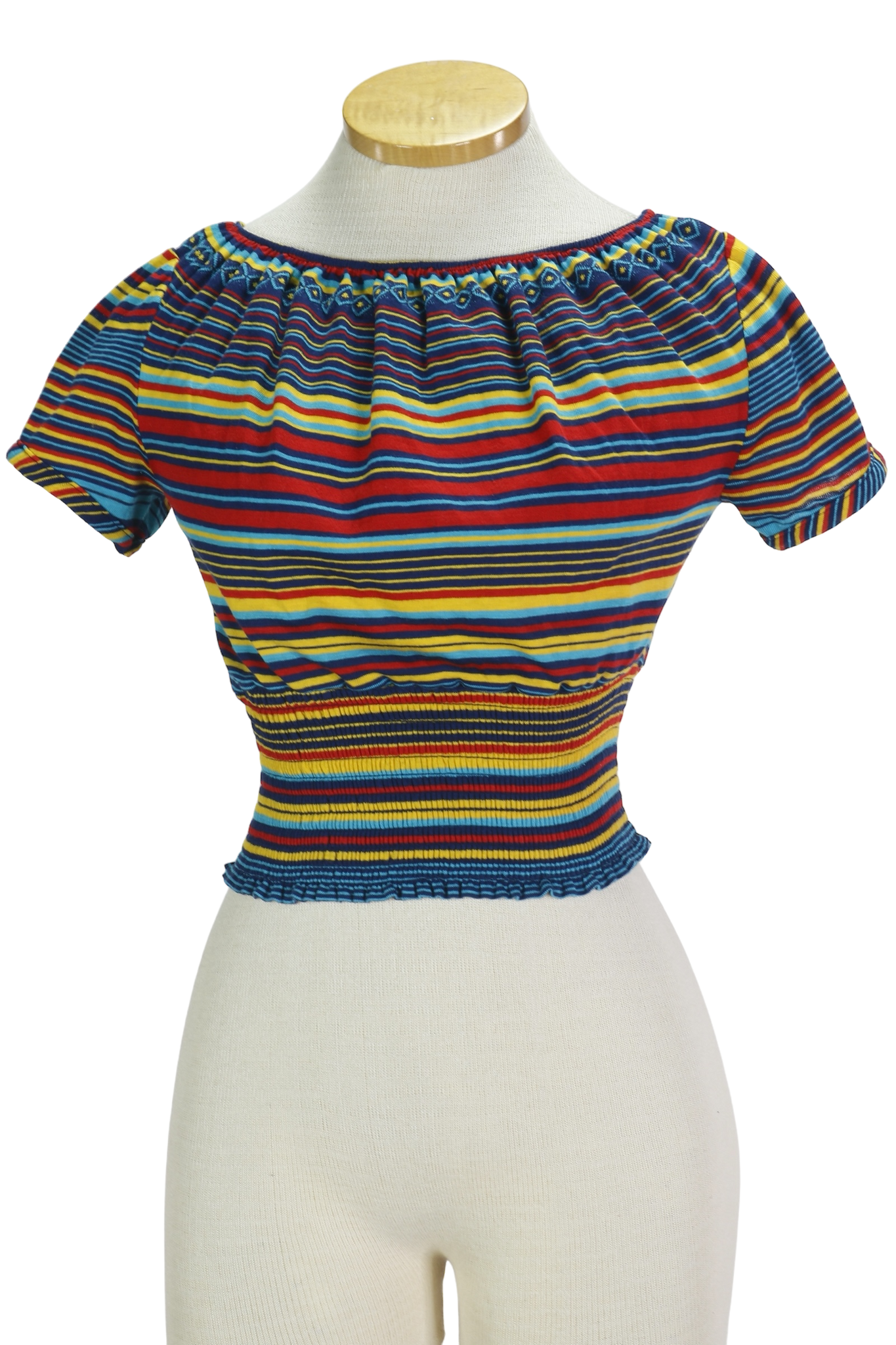 70s The Red Eye Jersey Color Stripe Crop     S