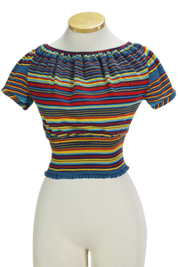 70s The Red Eye Jersey Color Stripe Crop     S