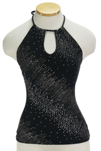 Y2K Popstars Black Glitter Halter Top       S