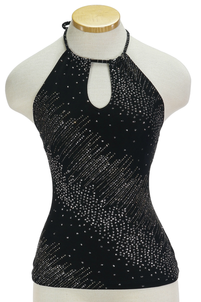 Y2K Popstars Black Glitter Halter Top       S