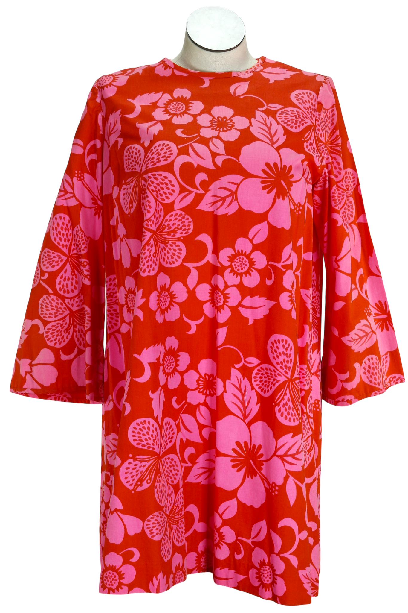 60s Orange/Pink Tropical Mod Dress      L