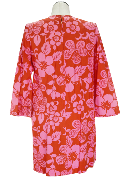 60s Orange/Pink Tropical Mod Dress      L