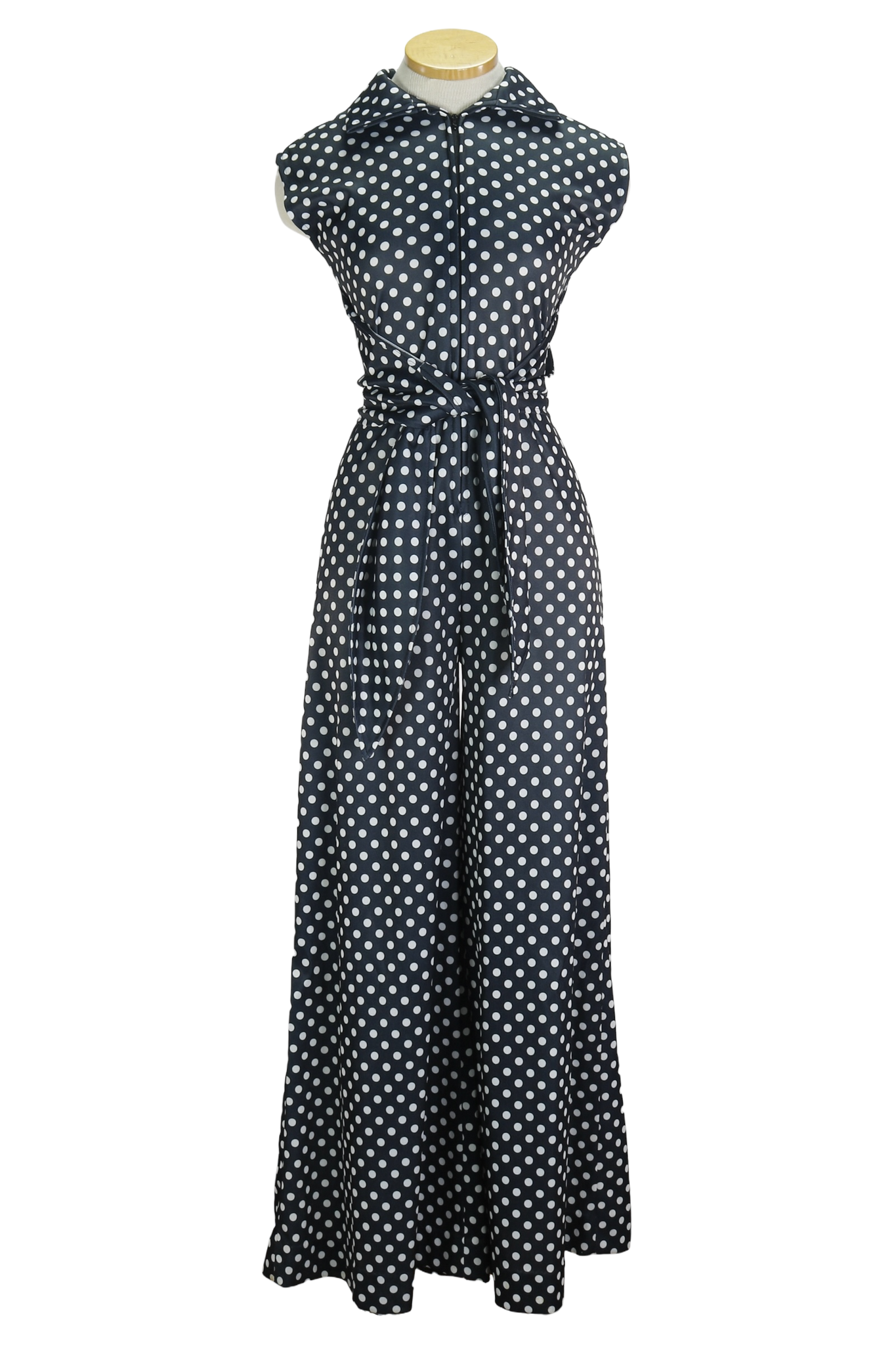 70s Avon Blk/Wht Polka Dot Jumpsuit          M