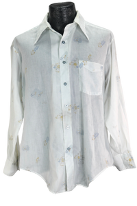 70s Career Club Floral on White Button-Up     L