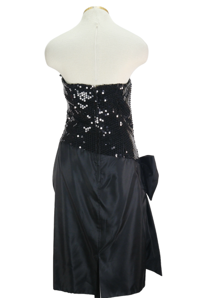 80s Nadine Blk Strapless Party Dress w/ Shawl     M