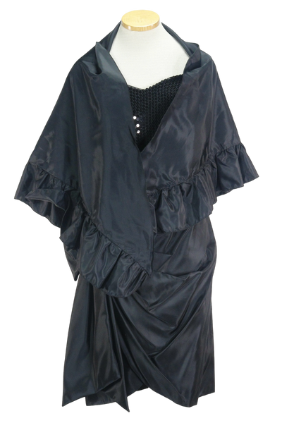 80s Nadine Blk Strapless Party Dress w/ Shawl     M