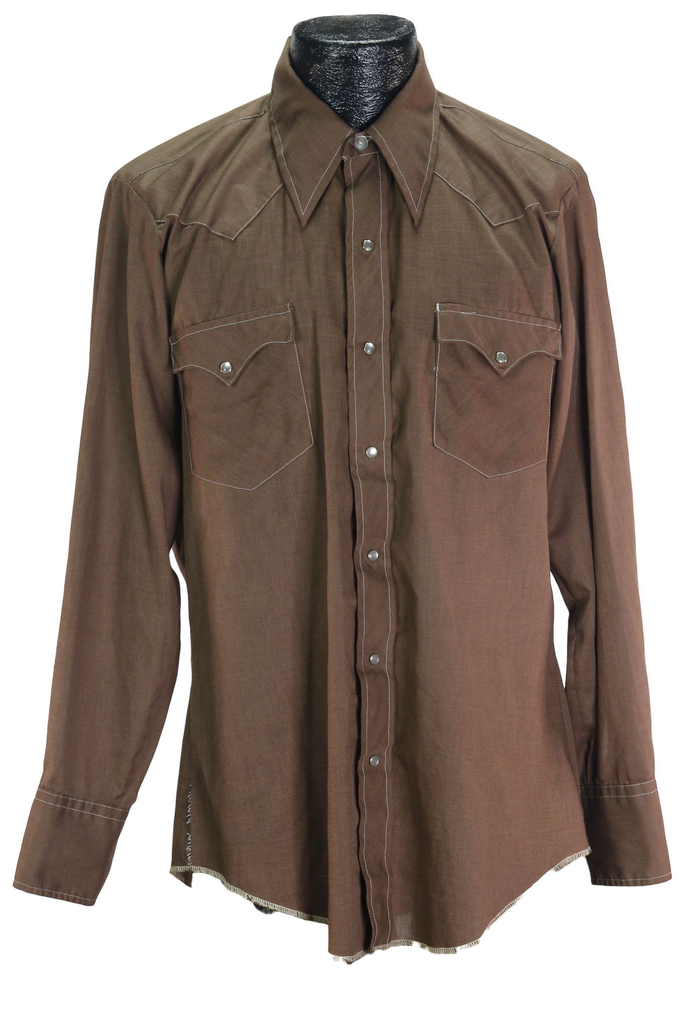 70s Wagon Wheel Brown Western Shirt        L