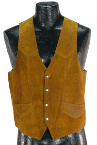 70s Leather Shop Horse Embossed Suede Vest          M