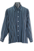 80s David Barry Blk/Blue Striped Shirt   XL